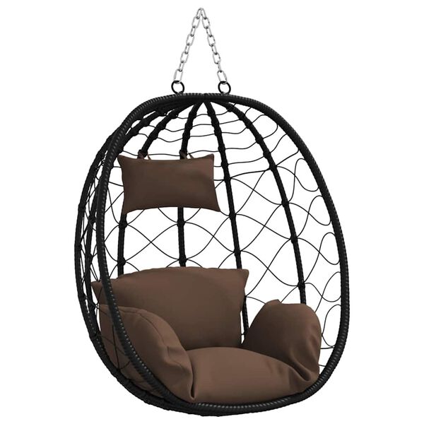 vidaXL Hanging Egg Chair Folding Coffee 91.5 x 60 x 110 cm Poly Rattan