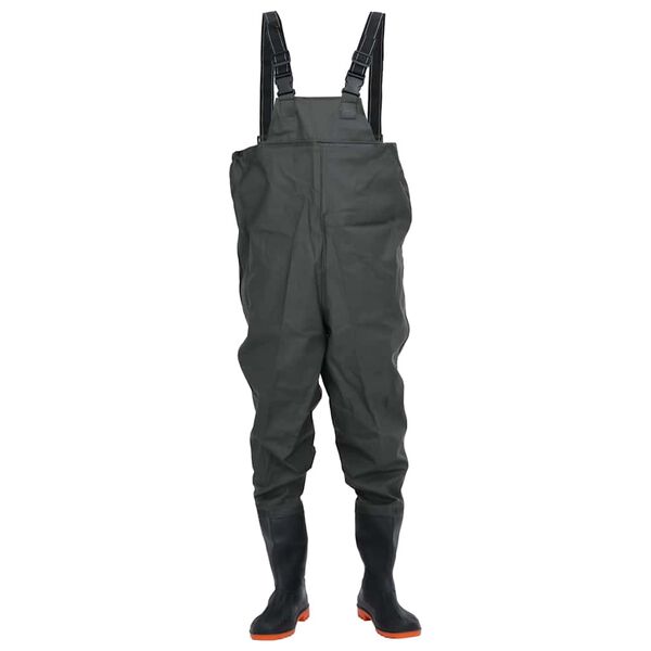 vidaXL Chest Waders with Boots Dark Green Size 39