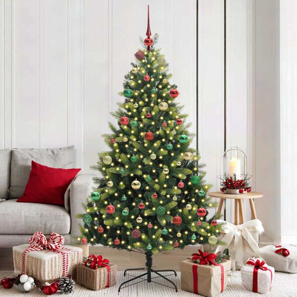 vidaXL Artificial Hinged Christmas Tree 300 LEDs Green 180 cm