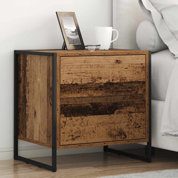 vidaXL Bedside Table Old Wood 50 x 39.5 x 50 cm Engineered Wood