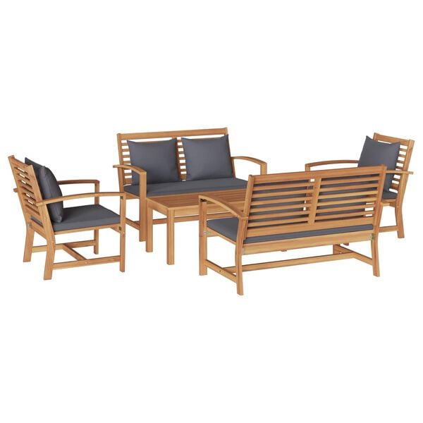 vidaXL Garden Sofa Set 5 pcs Natural Solid Teak Wood