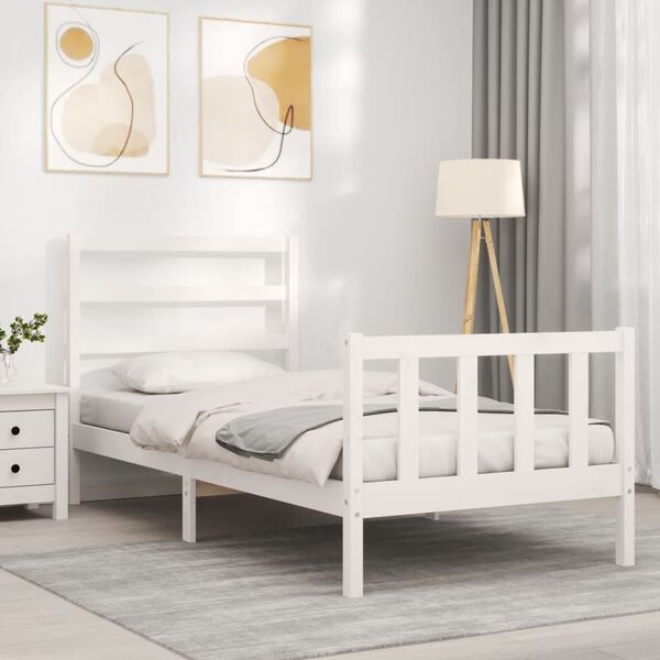vidaXL Bed Frame without Mattress White 90x190 cm Single Solid Wood Pine