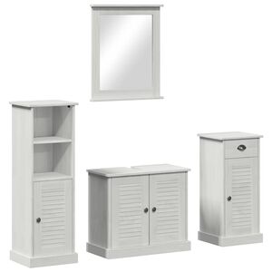 vidaXL Bathroom Furniture Set 4 pcs Antique White Solid Pine Wood