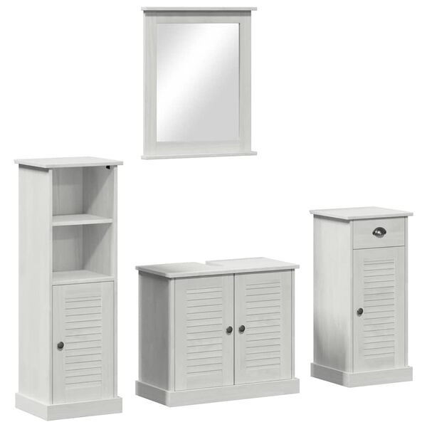 vidaXL Bathroom Furniture Set 4 pcs Antique White Solid Pine Wood