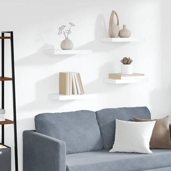 vidaXL Floating Wall Shelves 4 pcs White 40x23x3.8 cm MDF