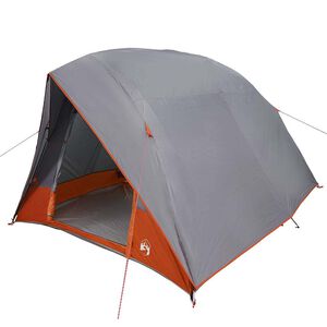 vidaXL Camping Tent 4-Person Waterproof Grey and Orange Taffeta