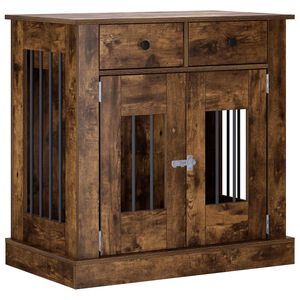vidaXL Dog Crate Furniture Smoked Oak 80 x 47.5 x 80 cm