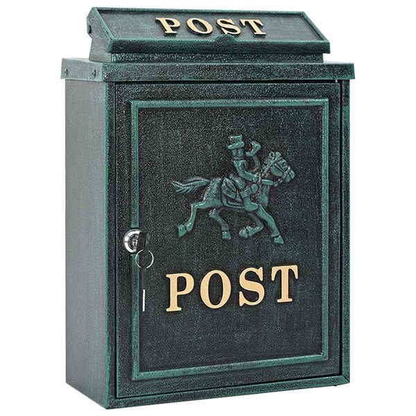 vidaXL Wall Mounted Mailbox Green 29 x 13 x 41 cm Cast Aluminum