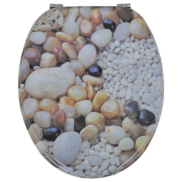 vidaXL Toilet Seats with Lids 2 pcs MDF Pebbles
