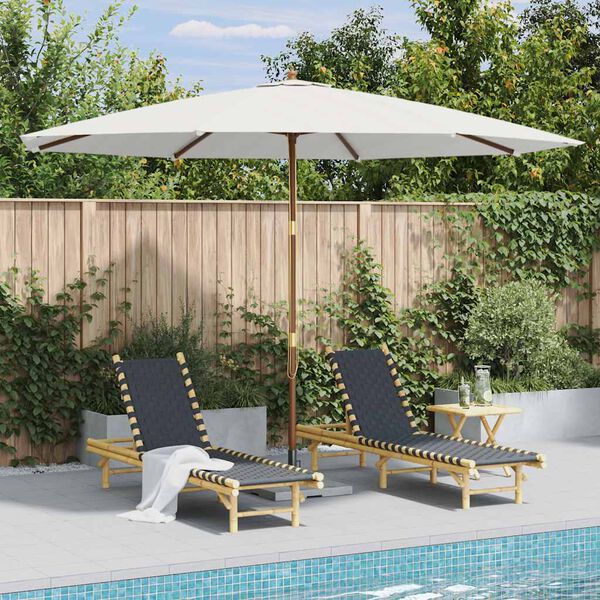 vidaXL Garden Parasol with Wooden Pole 350 cm Sand White
