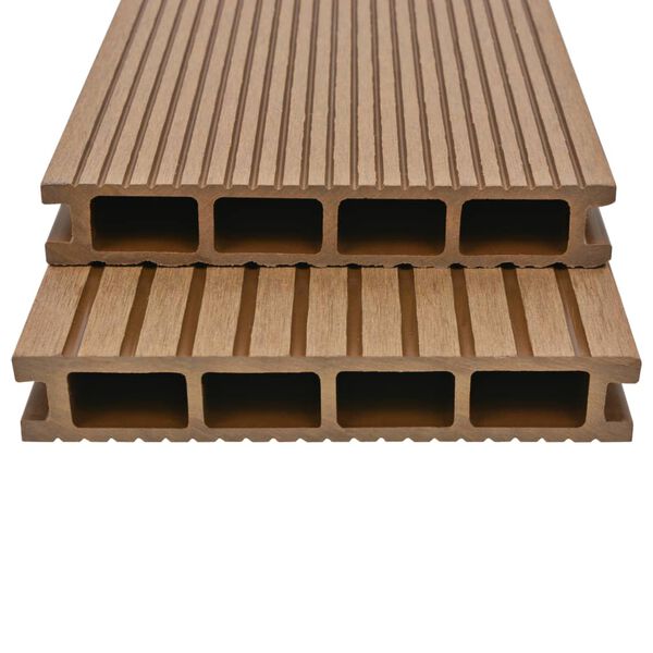vidaXL WPC Hollow Decking Boards with Accessories 40 m&sup2; 2.2 m Teak