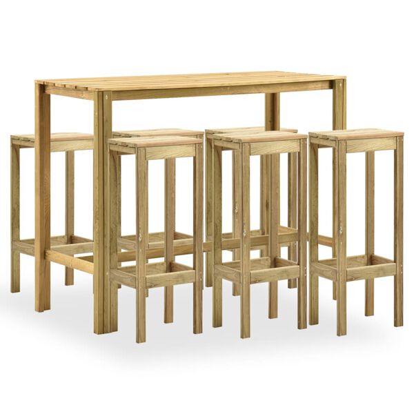 vidaXL 7 Piece Garden Bar Set Green Impregnated Pinewood