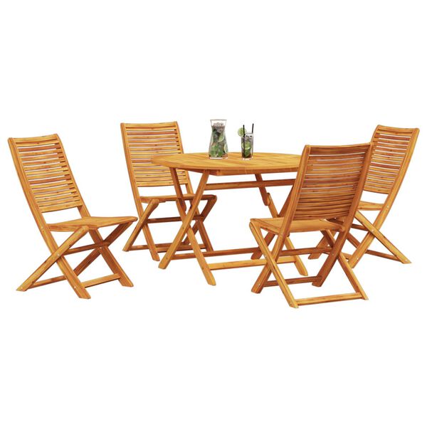 vidaXL Garden Dining Set Folding 5 pcs Brown Solid acacia wood