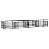 vidaXL Outdoor Dog Kennel with Roof Steel 15.02 m&sup2;