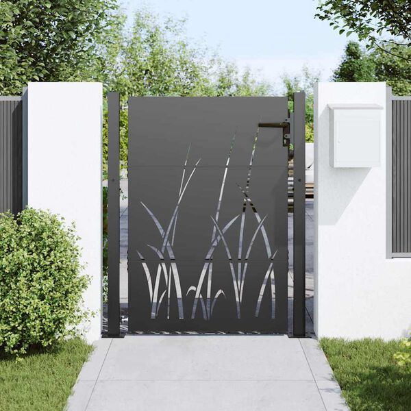 vidaXL Garden Gate 100x125 cm Corten Steel Grass Design