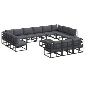 vidaXL Garden Sofa Set 14 pcs Black Aluminium