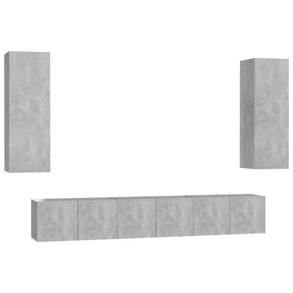 vidaXL 5 Piece TV Cabinet Set Concrete Grey Engineered Wood