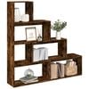 vidaXL Room Divider Bookcase 4-Tier Smoked Oak 143,5x29x143,5 cm Engineered Wood