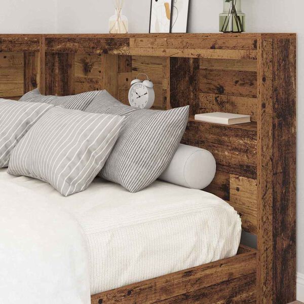 vidaXL Storage Headboard with Shelf Old Wood 120 cm Engineered Wood