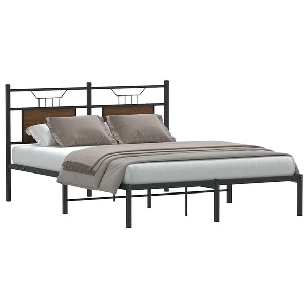 vidaXL Bed Frame without Mattress Brown Oak 140x190 cm Engineered Wood