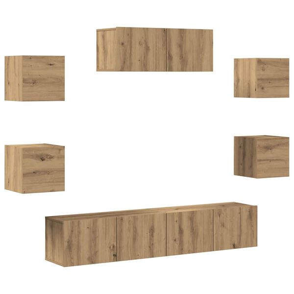 vidaXL 7 Piece TV Cabinet Set Wall-mounted Artisan Oak