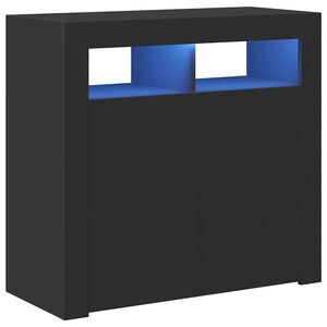 vidaXL Sideboard with LED Lights Black 80x35x75 cm