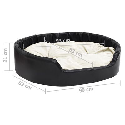 vidaXL Dog Bed Black and Beige 99x89x21 cm Plush and Faux Leather