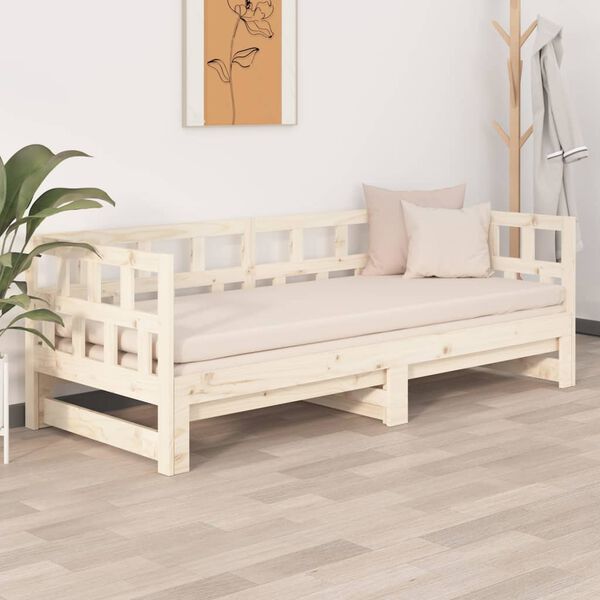 vidaXL Pull-out Day Bed without Mattress Solid Wood Pine 2x(80x200) cm