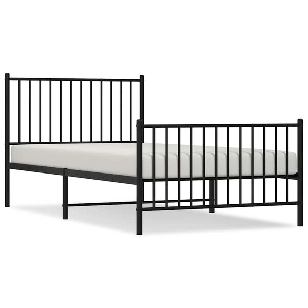 vidaXL Metal Bed Frame without Mattress with Footboard Black 100x200cm