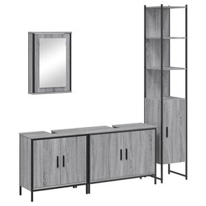 vidaXL 4 Piece Bathroom Furniture Set Grey Sonoma Engineered Wood