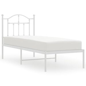 vidaXL Metal Bed Frame without Mattress with Headboard White 75x190cm