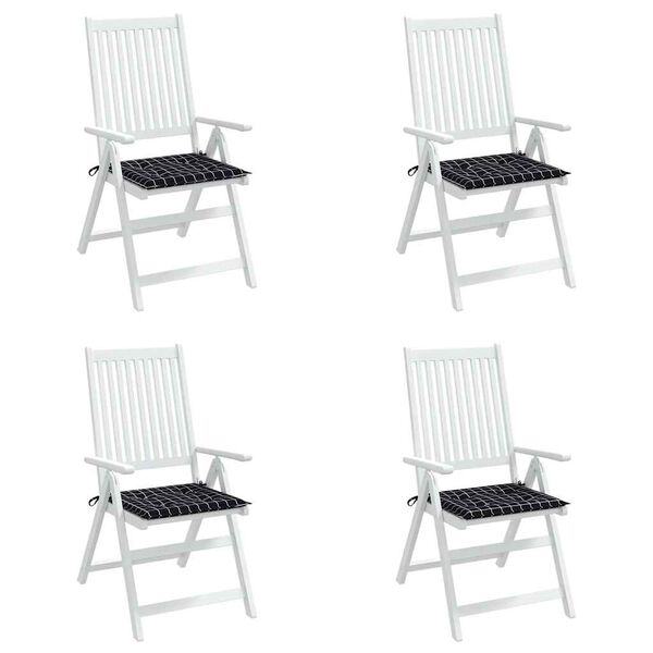 vidaXL Garden Chair Cushions 4 pcs Black Check Pattern 40x40x4 cm Fabric