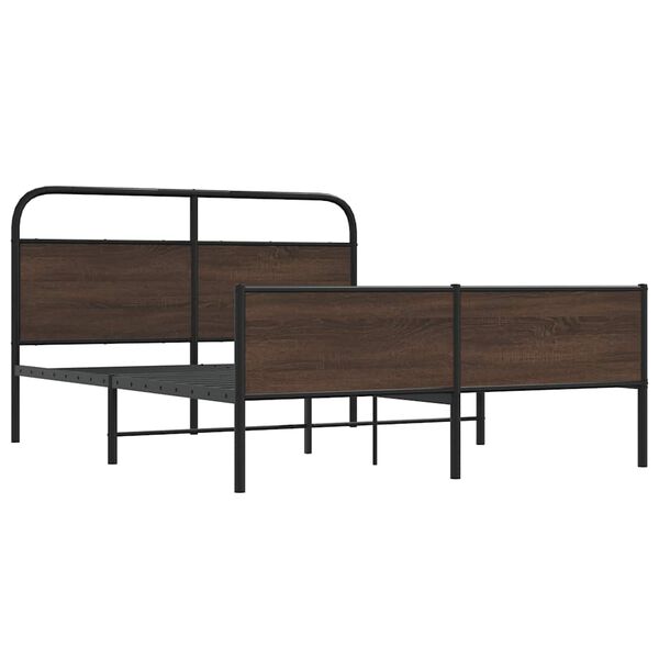 vidaXL Metal Bed Frame without Mattress Brown Oak 160x200 cm