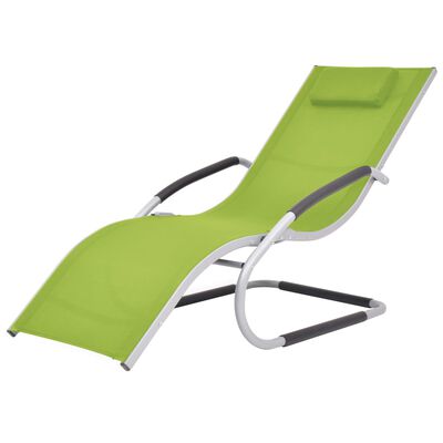 vidaXL Sun Lounger with Pillow Aluminium and Textilene Green