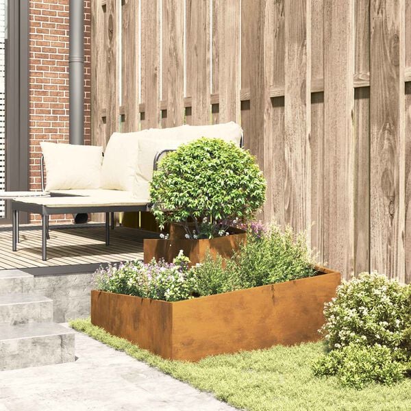 vidaXL Garden Planter Brown 80 x 80 x 50 cm Weathering Steel