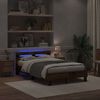 vidaXL Bed Frame with LED Old Wood 120 x 190 cm Engineered Wood
