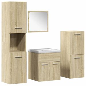 vidaXL 5 Piece Bathroom Furniture Set Sonoma Oak Engineered Wood