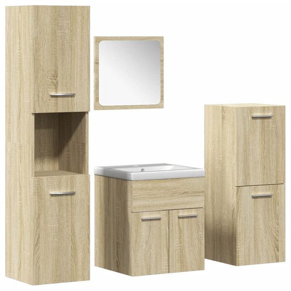 vidaXL 5 Piece Bathroom Furniture Set Sonoma Oak Engineered Wood