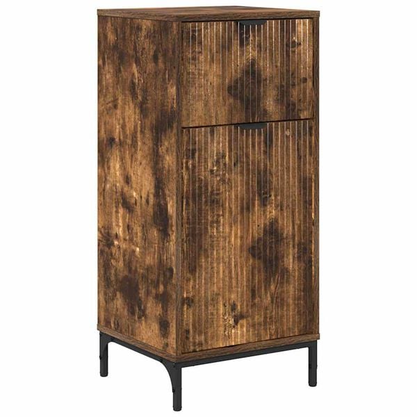 vidaXL Bathroom Cabinet with Drawer Smoked Oak 39.5 x 36 x 88 cm