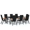 vidaXL 9 Piece Garden Dining Set Black