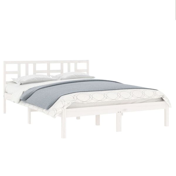 vidaXL Bed Frame without Mattress White 200x200 cm Solid Wood