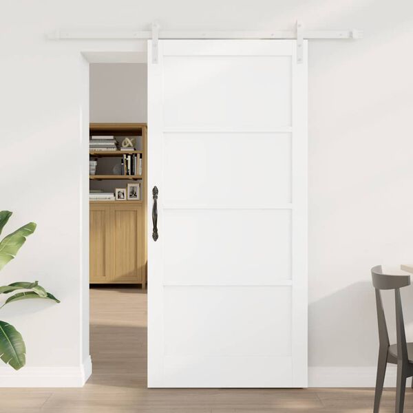 vidaXL Sliding Door White 93 x 202 cm Solid Pine Wood