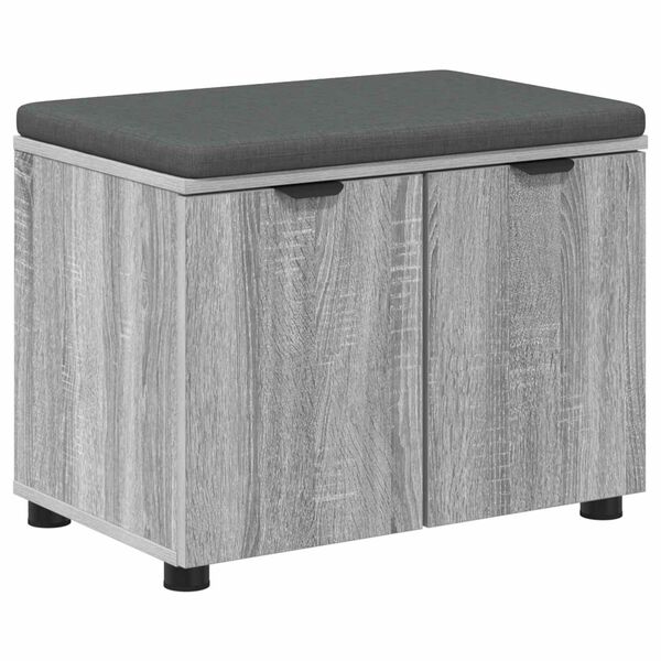 vidaXL Hall Bench with Cushion with Door Grey Sonoma 60 x 38 x 46 cm