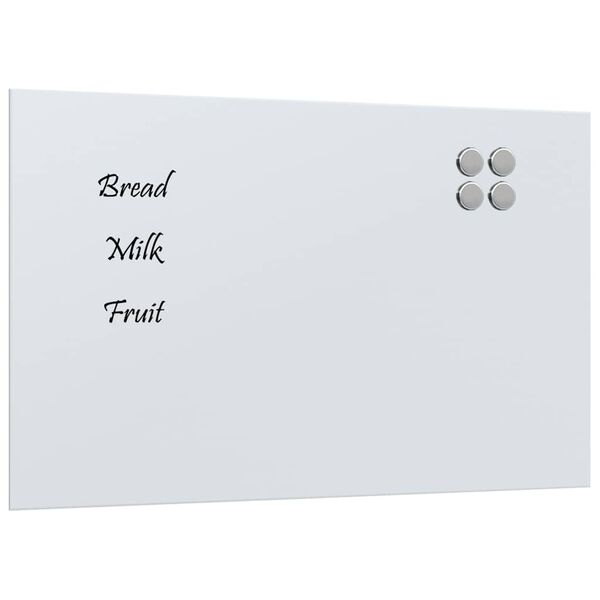 vidaXL Wall-mounted Magnetic Board White 80x50 cm Tempered Glass