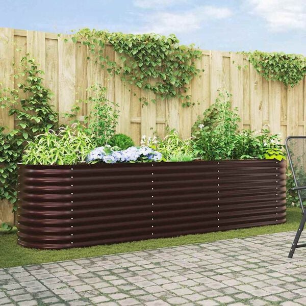 vidaXL Garden Raised Bed Brown 320 x 80 x 81 cm Steel