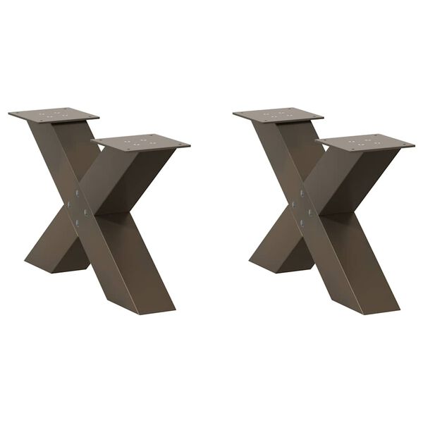 vidaXL Coffee Table Legs X-Shaped 2 pcs Natural Steel 50x(30-31) cm Steel