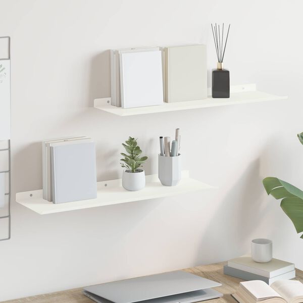 vidaXL Floating Shelf Wall-mounted 2 pcs White 60 x 18 x 2.5 cm Steel