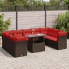 vidaXL 10 Piece Garden Sofa Set with Cushions Brown Poly Rattan Acacia