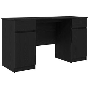 vidaXL Desk with Drawer Black oak 140 x 49 x 76 cm Engineered wood