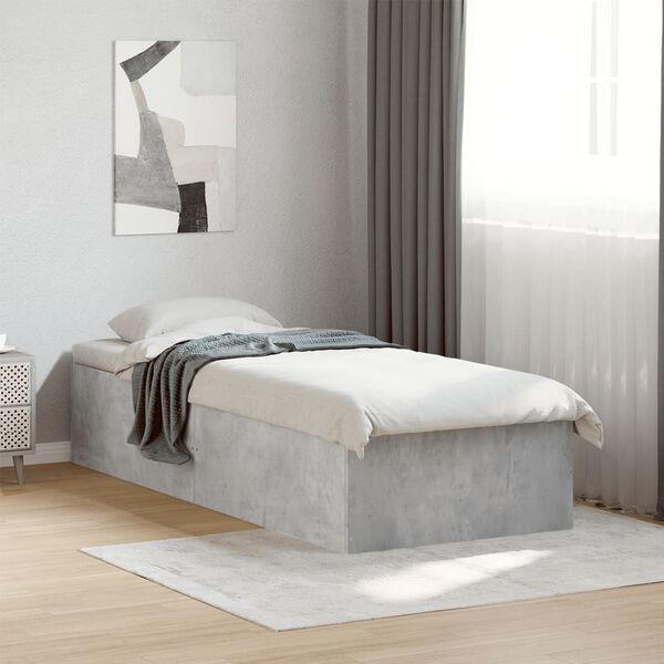 vidaXL Bed Frame without Mattress Concrete Grey 90x190 cm Single